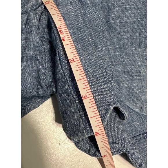 J Crew Women Sz 00 Chambray short scalloped hem Blue Pockets Cotton - Picture 8 of 8